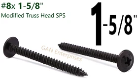Modified Truss Head Self piercing sharp point Screws #8x 1/2"- 3" K-Lath Black Modified Truss Head Self piercing sharp point Screws #8x 1/2"- 3" K-Lath Black