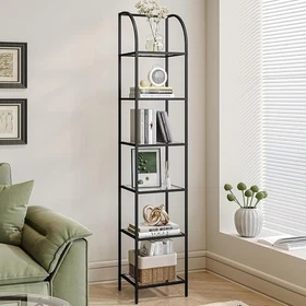 5-Tier Tempered Glass Storage Shelf Space Saving Display Rack Home Office New