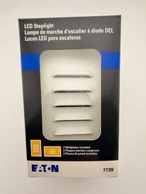 Eaton 7739W LED Steplight White Horiz & Vert Wallplates Included *NEW*~pick qty~