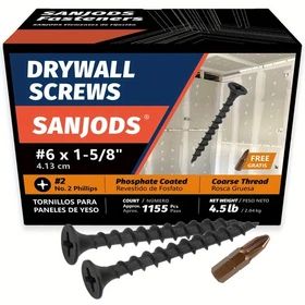 4.5lb #6 Drywall Screws, #2 Phillips Bugle Head, Coarse Thread Sharp Point