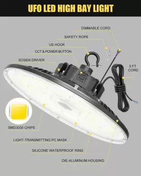 696535673620 ADUB Led High Bay Light Selectable Fixture #3