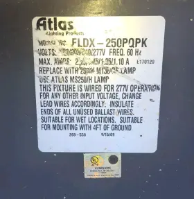 SB22D25MQ ATLAS LIGHTING PRODUCTS Halide Flood Light Fixture #2