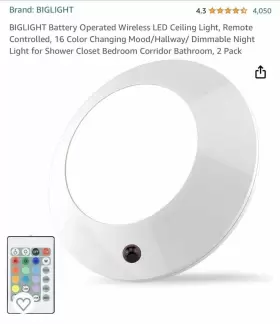 B51IR-16CRGB-2 BIGLIGHT Battery Wireless Led Ceiling Light