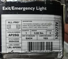 AP2SQ COOPER LIGHTING Pro Thermoplastic Emergency #3