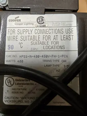 HPSS-M-400-480V-FH-1-PC6 COOPER LIGHTING Ballast Mount #2