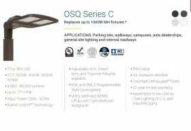 OSQM-B-16L-40K7-3M-UL-NM-BZ CREE Led Parking Pole Mount #2
