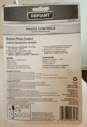 340-851 DEFIANT Dusk Dawn Photocell Control #3