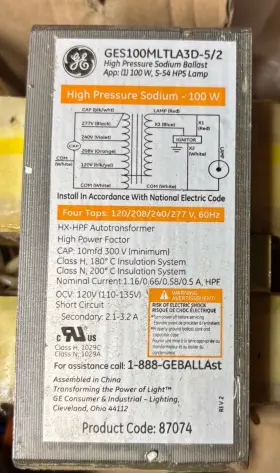 87074 GE High Pressure Sodium Ballast Hps