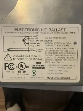 G3EBPS320R GHID Lumino Hid Ballast Pulse Start Halide