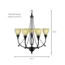 RB063-P5 HAMPTON BAY Chandelier Oil Tea Stained Glass Shades