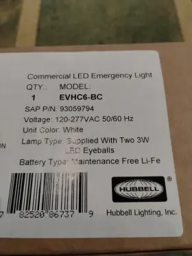 EVHC6-BC HUBBELL Dual Lite Led Emergency Light