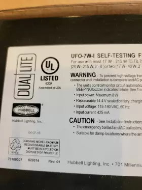 UFO-7W-1 HUBBELL Dual Lite Fluorescent Emergency Ballast #2