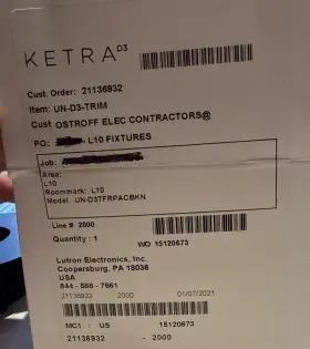UN-D3TFRPACBKN KETRA Recessed Recess Downlight Lutron