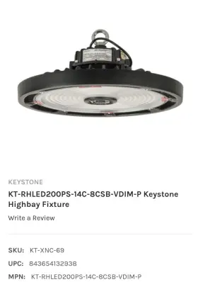 KT-RHLED200PS KEYSTONE Xfit Round Led High Bay Light