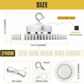 IHBNG-UFO-240W KUKUPOO Hid Hps Led High Bay Light Gym #2