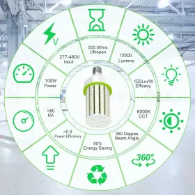 NGWL-100W14SH KUKUPOO Led Corn Light Bulb Garage Street Area #3