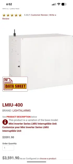 LMIU-1000 LIGHTALARMS Steel Mini Inverter Unit Wall Mount