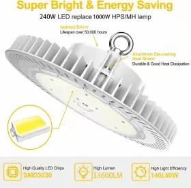 IHB-UFO-240W NGT High Bay Dimmable Workshop Light Fixture #2
