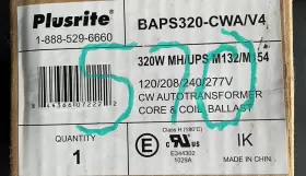 BAPS320-CWA-V4 PLUSRITE Halide Ballast Box