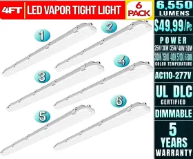CCT-WPT-4FT-50W Led Vapor Light Fixture