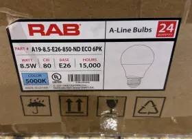 A19-8.5-E26-850-ND RAB Eco Dimmable Led