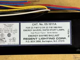 ES-1011 REGENT Fluorescent Ballast Rapid Start Volts Hertz #2