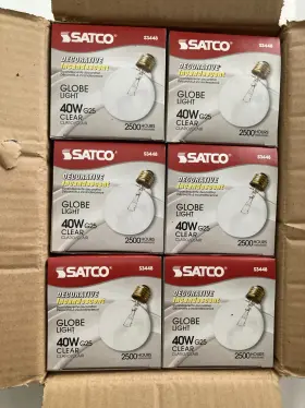 40G25-CLEAR SATCO Box Globe Light Bulbs