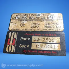 SB-2500 SCHMITT INDUSTRIES Dynamic Balance Controller Usip #3