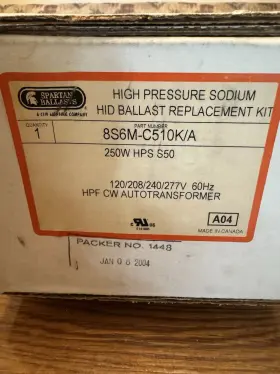 8S6M-C510K-A SPARTAN Hid Ballast Hps Kit