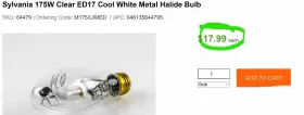 MP175-U-MED SYLVANIA Halide Bulb Base #3