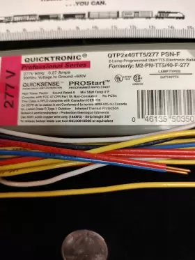 QTP2X40TT5-277-PSN-F SYLVANIA Programmed Start Ballast #2