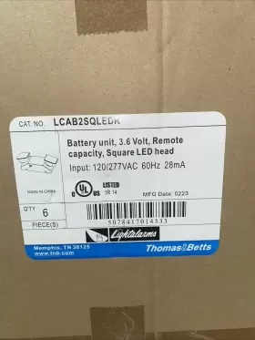 LCAB2SQLEDR THOMAS BETTS Led Head Emergency Light Ni Cad