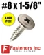 INTERCORP 90MZ #8 x 1-5/8" Sharp Point Modified Truss Head K-Lath Screw (4,000) INTERCORP 90MZ #8 x 1-5/8" Sharp Point Modified Truss Head K-Lath Screw (4,000)