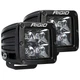 Rigid 202213BLK D-Series PRO Spot White Square LED Lights Pair Kit Set Aluminum