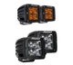 Rigid D-Series Spot w/Amber Pro Pair Lens & Pro Spot Midnight Pair Surface Mount