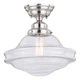VAXCEL C0197 Huntley 12-in W Satin Nickel Farmhouse Schoolhouse Semi Flush