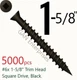 Trim Head 6 x 1-5/8" Square Drive Sharp Point Black Oxide Screws 5,000 Trim Head 6 x 1-5/8" Square Drive Sharp Point Black Oxide Screws 5,000