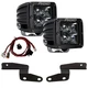RIGID A-Pillar Mount Kit & Midnight Black LED Lights for 18-25 Jeep Wrangler JL