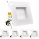 Luxrite 5/6 Inch LED Square Recessed Light 5 Color Selectable Baffle Trim 4-Pack