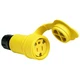 1PC Woodhead 15W47 Rubber Connector, 15A, 125V, NEMA 5-15R, Wetguard, Yello