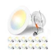 Amico Recessed Lighting 5/6 Inch, 12 Pack 5CCT Flat LED Can Lights, 2700K/300...