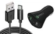 Car Charger 30W Fast 2-Port USB 6ft Cable Type-C Quick Charge DC for Smartphones
