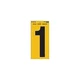 Hy-Ko RV-75/1 Reflective Sign, Character: 1, 5 in H Character, Black Character