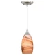 Vaxcel Milano Mini Pendant Toffee Swirl Glass, Satin Nickel - P0174