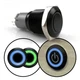 Momentary 16mm Blue or Green Ring LED Aluminum Anodized Button Black Switch