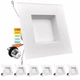 Luxrite 5/6 Inch LED Square Recessed Light 5 Color Selectable Baffle Trim 6-Pack